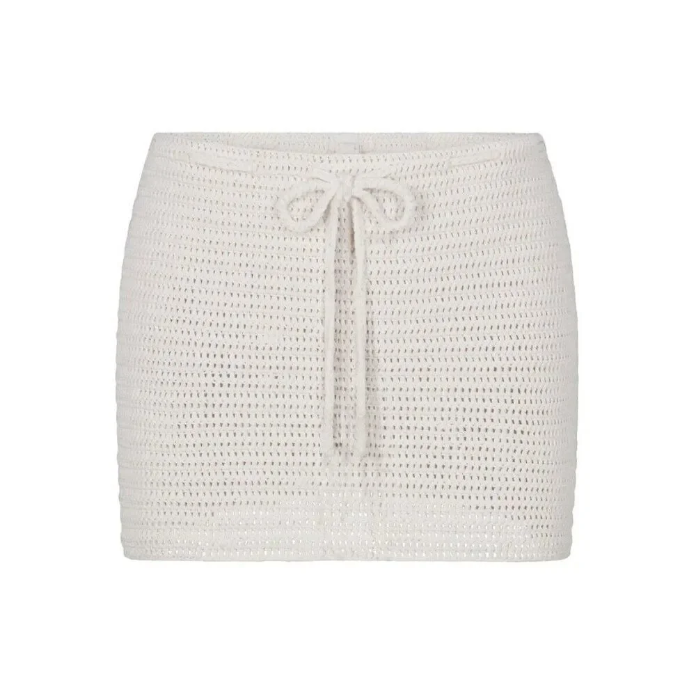 SKIMS Women's Marble Crochet Swim Mini Drawstring Skirt Size 3X